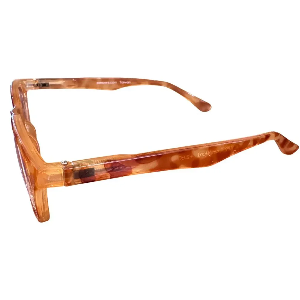 Peepers Last Word Readers +2.50 in Peach Tortoise Shell Gently Used w Case